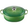 Le Creuset Signature 21178274082430 - Casseruola ovale in ghisa con coperchio, ø 27 cm, adatta a tutti i piani cottura e a induzione, capacità 4,1 l, 4,425 kg, in bambù