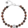 CESARE PACIOTTI 4US BRACCIALE IN ACCIAIO CON PIETRA NATURALE OCCHIO DI TIGRE ROSSO. 6MM - ARGENTO/ACCIAIO