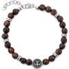 CESARE PACIOTTI 4US BRACCIALE IN ACCIAIO CON PIETRA NATURALE OCCHIO DI TIGRE ROSSO. 6MM - ARGENTO/ACCIAIO