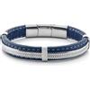 CESARE PACIOTTI 4US BRACCIALE STEEL PELLE BLU PIATTINA IN ACCIAIO - ARGENTO/ACCIAIO