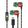 Marley House of Marley Smile Jamaica Auricolari con Filo USB-C 9.2mm - Rasta | Realizzati in modo sostenibile, Cuffie In-Ear, Cavo Anti-groviglio, Microfono Integrato per Musica e Chiamate, Driver