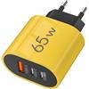 Genérico Caricatore da parete - 3 porte QC3.0 sicuro rapido - Adattatore presa USB a blocco di ricarica, per telefono portatile ufficio appartamento soggiorno interno esterno viaggio di lavoro