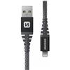 Swissten - Cavo USB/Lightning estremamente resistente - rinforzato con fibra Kevlar - Cavo di ricarica e per il trasferimento dati - Supporta la ricarica rapida fino a 60 W - 1,5 m - Nero