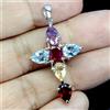 Gemsporium 925 Pendente Argento Sterling Ovale Rubino Ametista Citrino Croce No USA Import