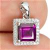 Egemdiamond Ciondolo In Argento Sterling 925 Con Granato Rodolite Naturale Square 6mm