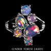 egemdiamond 925 Anello Argento Sterling Ovale Opale di Fuoco Completo Flash 8x6mm Gemma