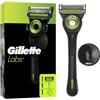 Gillette Labs Rasoio da uomo, con 1 ricarica, nero | Manico riutilizzabile in metallo, cartuccia di ricambio a lame affilate, testa flessibile, rasatura efficace, FlexDisc 2D