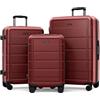 SHOWKOO Set di Valigie Rigide 3 Pezzi Espandibile ABS+PC Leggero Ultra Durevole Valigia Trolley da Viaggio con Chiusura TSA e 4 Ruote Doppie (M-L-XL, Rosso)
