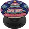 Christmas Tree Purple Snowflakes Moon Gr Christmas Tree Purple Snowflakes Moon PopSockets PopGrip Adesivo
