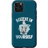 Cute Reflecting Animal Designs Custodia per iPhone 11 Pro Believe In Yourself - Specchio riflettente con cane e lupo