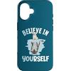 Cute Reflecting Animal Designs Custodia per iPhone 16 Believe In Yourself - Specchio riflettente con cane e lupo