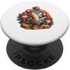 Floral Sea Otter Character Art La lontra marina si destreggia con tre bulbi da fiore mentre cammina PopSockets PopGrip Adesivo