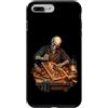 Halloween Lavorazione Legno Teschio Rega Custodia per iPhone 7 Plus/8 Plus Gotico Scheletro Intagliatore Legno Horror Artigiano