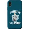 Cute Reflecting Animal Designs Custodia per iPhone X/XS Believe In Yourself - Specchio riflettente con cane e lupo