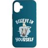 Cute Reflecting Animal Designs Custodia per iPhone 16 Plus Believe In Yourself - Specchio riflettente con cane e lupo