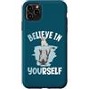 Cute Reflecting Animal Designs Custodia per iPhone 11 Pro Max Believe In Yourself - Specchio riflettente con cane e lupo