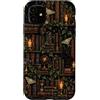 Moonlit Archive Art Custodia per iPhone 11 Biblioteca gotica stregata gatto nero luna falena libro arte
