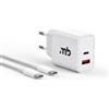 Master U-Power Caricatore Master U-Power USB C 20 W ricarica rapida, con doppia porta USB C + USB A, cavo USB C da 2 m incluso, compatibile con smartphone e tablet