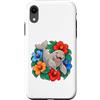 Floral Dugong Character Art Custodia per iPhone XR Rotoli a forma di dugong all'interno dell'anello floreale