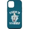 Cute Reflecting Animal Designs Custodia per iPhone 12/12 Pro Believe In Yourself - Specchio riflettente con cane e lupo