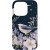Graziosi disegni di uccelli e fiori Custodia per iPhone 14 Pro Blue Songbird lavanda mezzaluna fiore design