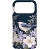 Graziosi disegni di uccelli e fiori Custodia per iPhone 17 Pro Max Blue Songbird lavanda mezzaluna fiore design