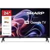Sharp 24HF2365E TV 24" LED HD Ready 60Hz, Google TV, Nero | Smart TV Sharp 24" LED HD Ready con Google TV, HDR10, Google Cast, Assistente Google, Bluetooth, 3 HDMI e 2 USB.