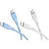 goobay 2 cavi USB-C in silicone, 1,5 m, blu/bianco, 60 W, USB-C | Cavo USB-C lungo 1,5 m, alimentazione fino a 60 W/3 A, guaina in silicone flessibile per una maggiore flessibilità