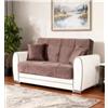 BellaHome Divano letto apollo 2 posti in ecopelle grigio e bianco, 163x84x91 cm