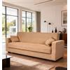 BellaHome Divano letto nora 3 posti tessuto beige, 212x80x87 cm