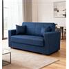 BellaHome Divano letto nora 2 posti in tessuto blu, 155x80x87 cm