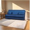 BellaHome Divano letto fiji 3 posti in tessuto blu con cassettone contenitore, 183x81x89 cm