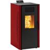 Invicta Stufa a pellet ventilata burano plus rosso con wi-fi integrato 8kw