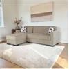 BellaHome Divano letto merlin con cassettone e penisola reversibile beige, 225x150x81 cm