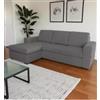 BellaHome Divano con penisola reversibile bellahome bologna grigio tessuto sfoderabile e antimacchia, 235x165x88 cm