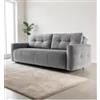 BellaHome Divano letto bellahome roma 3 posti in tessuto grigio 236x98x87 cm
