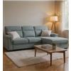 BellaHome Divano angolare bellahome erika in tessuto azzurro zaffiro con penisola a destra 247x93/164x102 cm