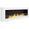 Divina Fire Camino bioetanolo da parete divina fire siena in acciaio bianco 120x15x41 cm