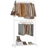 SONGMICS Stand Appendiabiti Doppio, Struttura in Acciaio, Largo 91 cm | con Ripiano Portaoggetti e Rotelle, 2 Ruote con Freni, Portata di Ogni Barra di 10 kg, Bianco, Collezione PATAYE HSR027W01