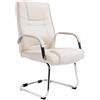 CLP Sedia Cantilever XXL Attila In Similpelle I Sedia Studio Con Imbottitura E Braccioli I Sedia Ufficio Conferenza Colore:crema