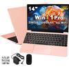 NOTODD 2026 PC Portatile 14 Pollici 256GB 1080P 2.4G 5G Win 11 Oro rosa Notebook