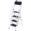 HOMCOM Scala a gradini per la casa, scala pieghevole con supporto per attrezzi, corrimano, 50 x 83 x 155 cm, Nero + Argento