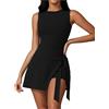ABOCIW, abito da tennis da donna, a collo alto, senza maniche, con gonna a portafoglio, pantaloncini integrati, per golf, atletica, allenamento