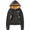 ORANDESIGNE Felpa con Cappuccio e Zip da Donna in Stile Vintage Anni 2000 Felpa Grunge per Ragazze Adolescenti Cappotto Lungo Aderente con Collo in Pelliccia Sintetica