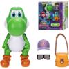 Jakks Pacific Action figure di Yoshi da 12,7cm del film Super Mario Galaxy con accessorio | Prodotto con licenza ufficiale Jakks Pacific, 20 punti di articolazione, include cappellino, occhiali da sole e borsa, 3+