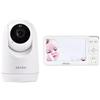 Beaba BÉABA, Babyphone con telecamera Zen Plus, rotazione a 360°, schermo HD da 5 pollici, visione notturna, funzione walkie-talkie, termometro, 8 ninne nanne, portata di 300 metri, autonomia di 20 ore, possibilità di collegare 4 telecamere, colore bianco