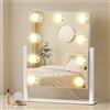 SONGMICS Specchio da trucco in stile Hollywood, con illuminazione, 30,5 x 36 cm