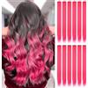 ELNX 12 extension per capelli rosa, 55 cm, con clip, lisce, lunghe, sintetiche, per bambine, donne, feste (rosa shocking)