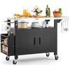 VEVOR Carrello Barbecue da Esterno, Carrello Tavolo per Barbecue con Armadietto Portaoggetti da Esterno Isola Cucina con Ripiano in Acciaio Inox Carico 40 kg, Mobiletto Preparazione da Giardino