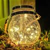 M Ledme - Lanterna Solare da Esterno, Luce Calda, Lanterne Solari SphereGlass in Vetro Crackle per Giardino, Luce Solare con Supporto Removibile, Prato, Natale, 2W, LM8074